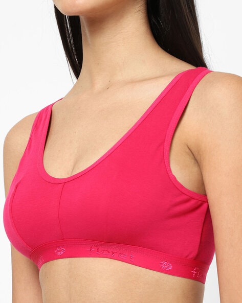 Buy Floret Double Layered Wirefree Super Support Bra - Magenta at