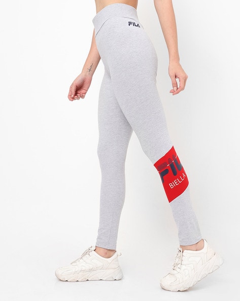 Heathered Leggings with Placement Brand Print