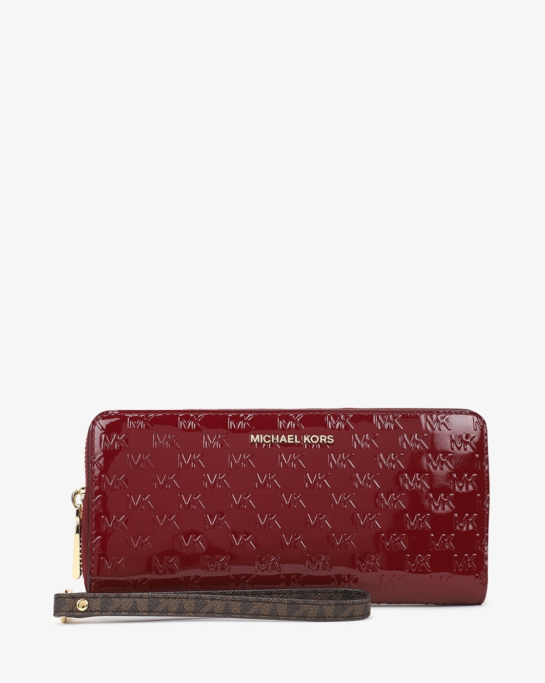 Buy Michael Kors Jet Set Logo-Embossed Zip-Around Wallet | Maroon Color  Women | AJIO LUXE