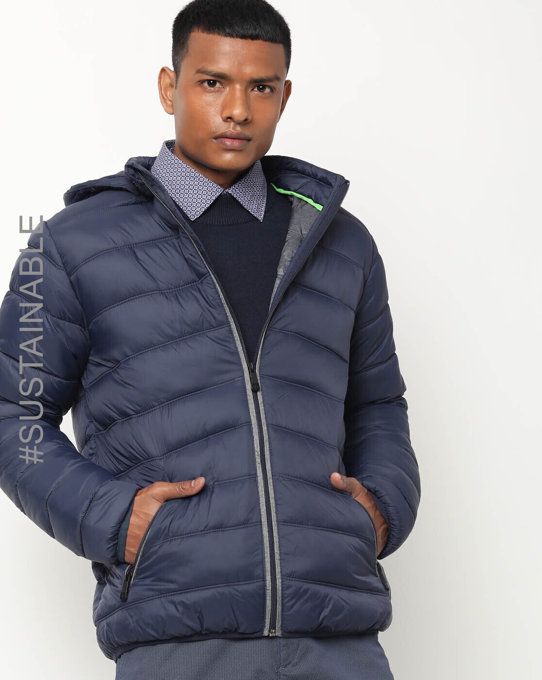 mens puffer jacket navy blue