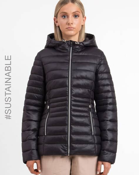 Padded Zip-Front Jacket with Hood