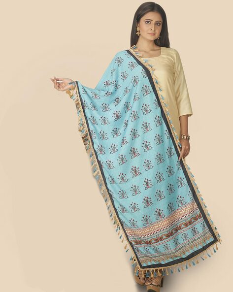 Printed Dupatta with Tasseled Border Price in India