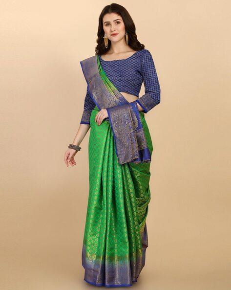 Buy Green Sarees for Women by ZIKARAA Online