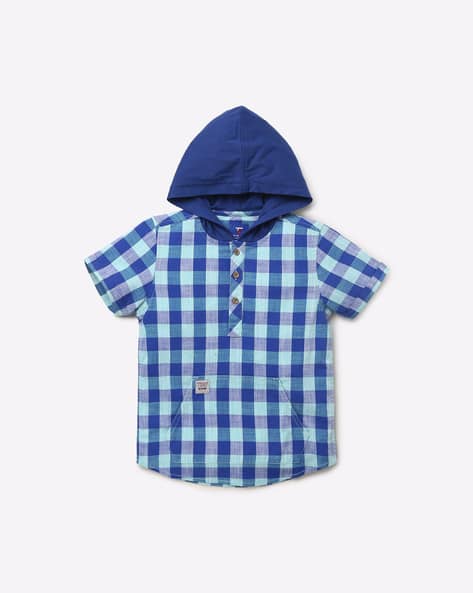 Checked Hooded Shirt