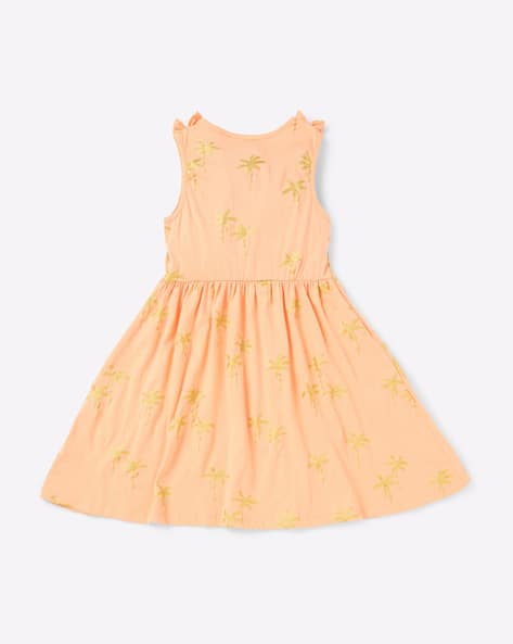 Printed Fit & Flared Dress with Bow Applique view 2