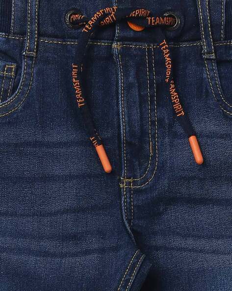 Lightly-Washed Denim Joggers view 3