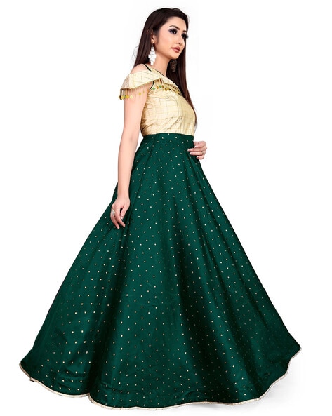 Shop Ethnic Embroidered Mirror Work Sequins Anarkali Gown Party Wear Online  at Best Price | Cbazaar