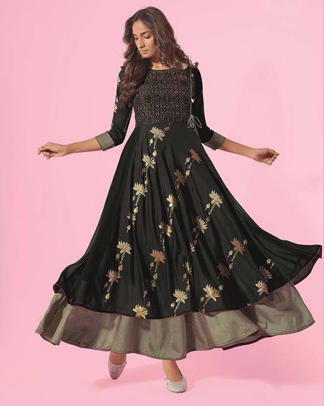 Women's Dazzle Black Evening Dress-Gillori | Party wear indian dresses,  Frock for women, Long gown design