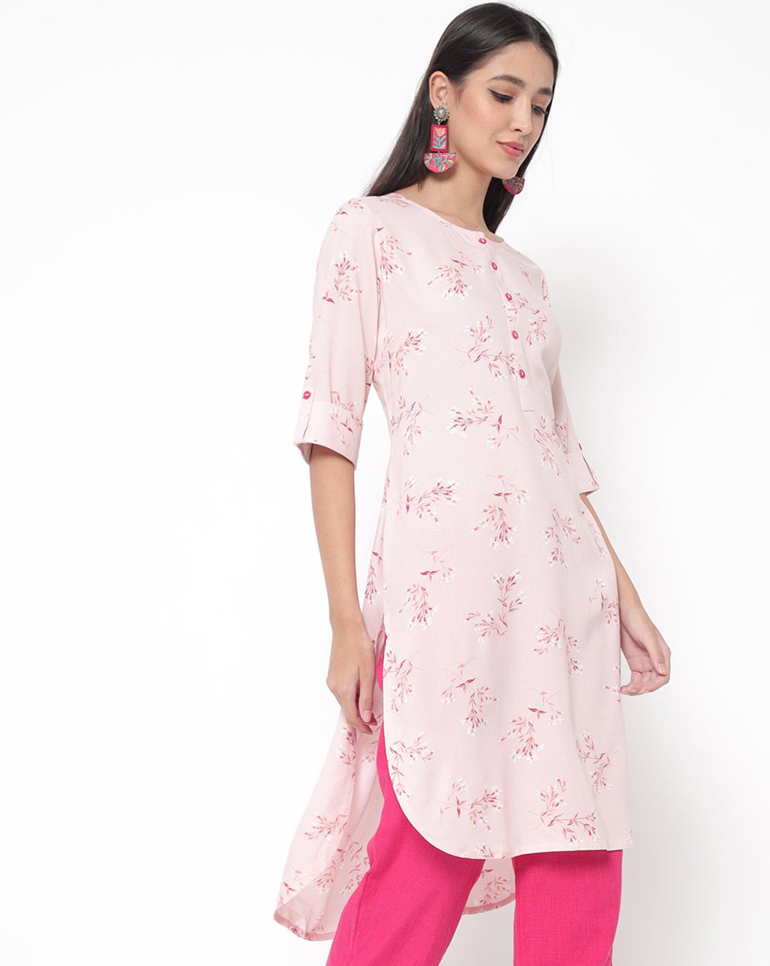 Buy Pink Kurtas for Women by Fusion Online | Ajio.com