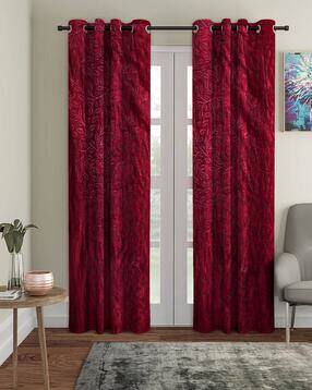 cortina eyelet curtain Pack of 2 Leaf Print Long Door Curtains-picture-33