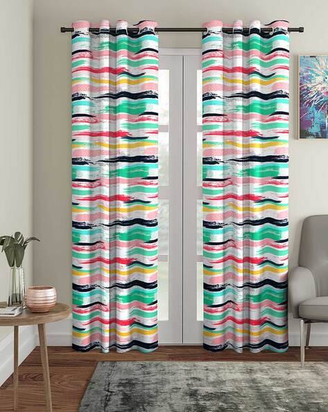 Cortina Eyelet Curtain Set of 2 Graphic Print Door Curtains