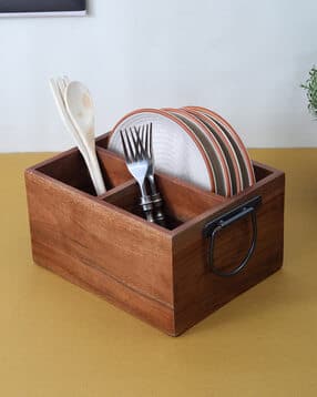 vareesha Hand Made Acacia Wood Kitchen Caddy/ Cutlery Holder/ Condiment/ Napkin Holder-picture-48