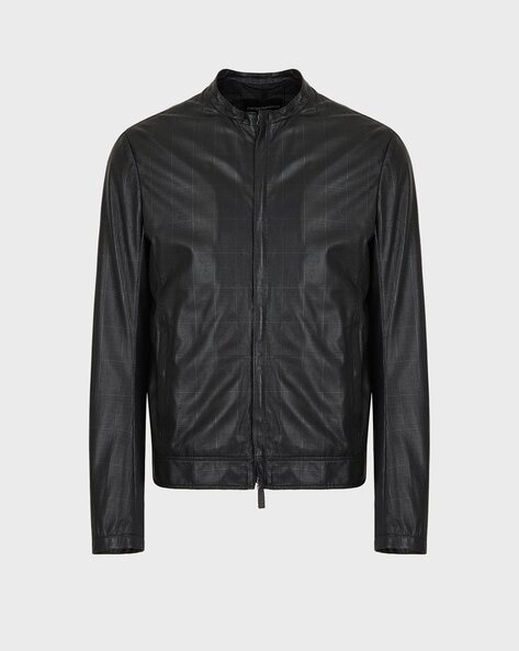 Armani leather bomber jacket on sale mens