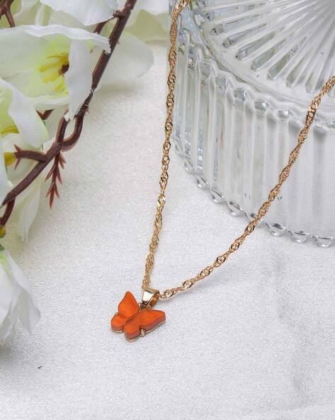 Orange butterfly deals necklace