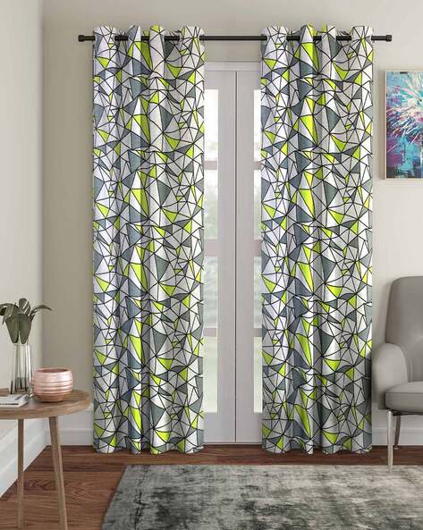 Cortina Eyelet Curtain Pack of 2 Geometric Print Net Curtains