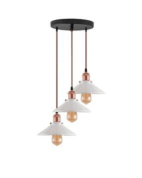 homesake Round White Cone Shade Chandelier Light Rose Gold-picture-42