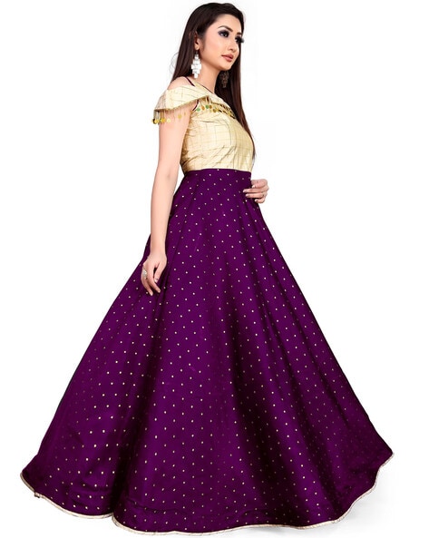 Buy Women`s Pure cotton unstitched printed purple top and ocean blue salwar  khameez buetyfull combination dress at Amazon.in