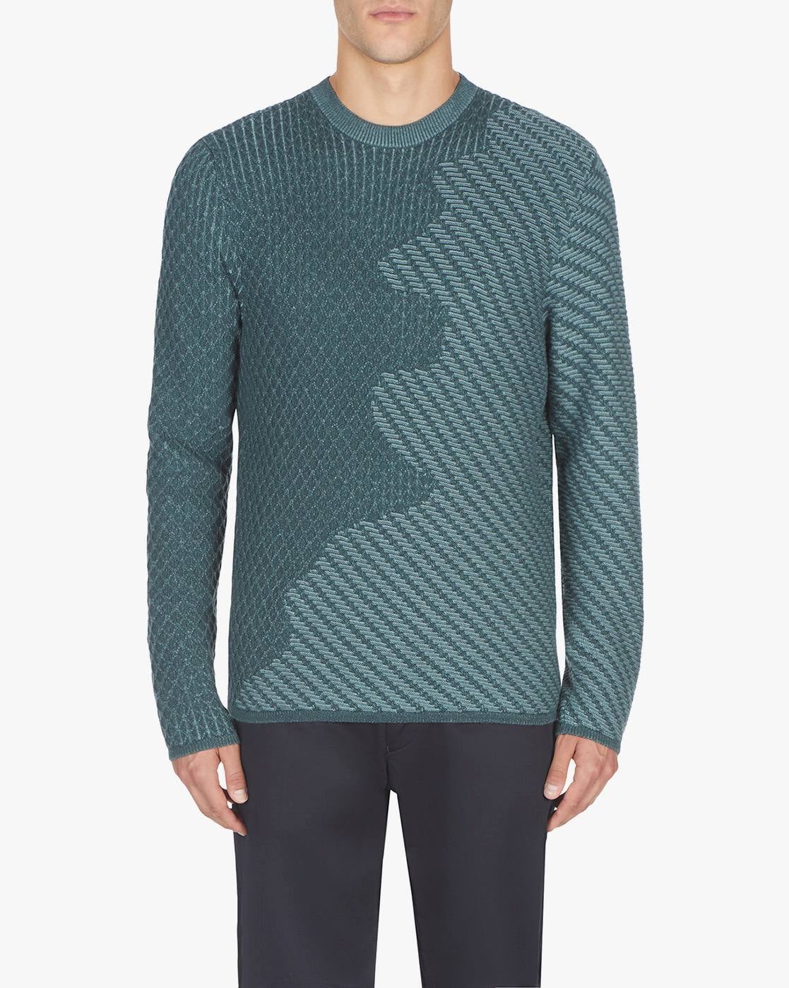 Buy EMPORIO ARMANI Knitted Crew Neck Pullover Green Color Men