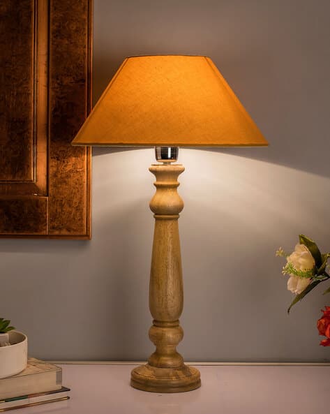 Wooden Table Lamp with Cone Shade