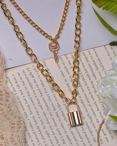 Gold & Purple Lock Me Necklace