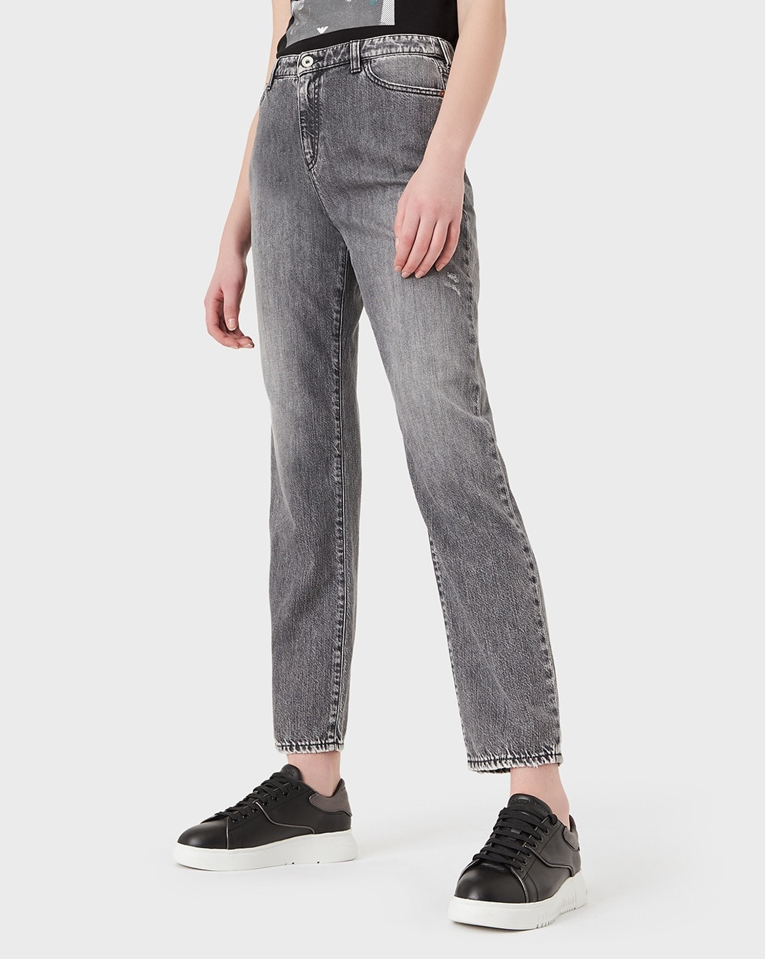 Buy EMPORIO ARMANI J15 Heavily Washed Regular Fit Jeans | Grey Color Women  | AJIO LUXE