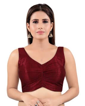 vamas V-neck Silk Back Open Blouse-picture-33