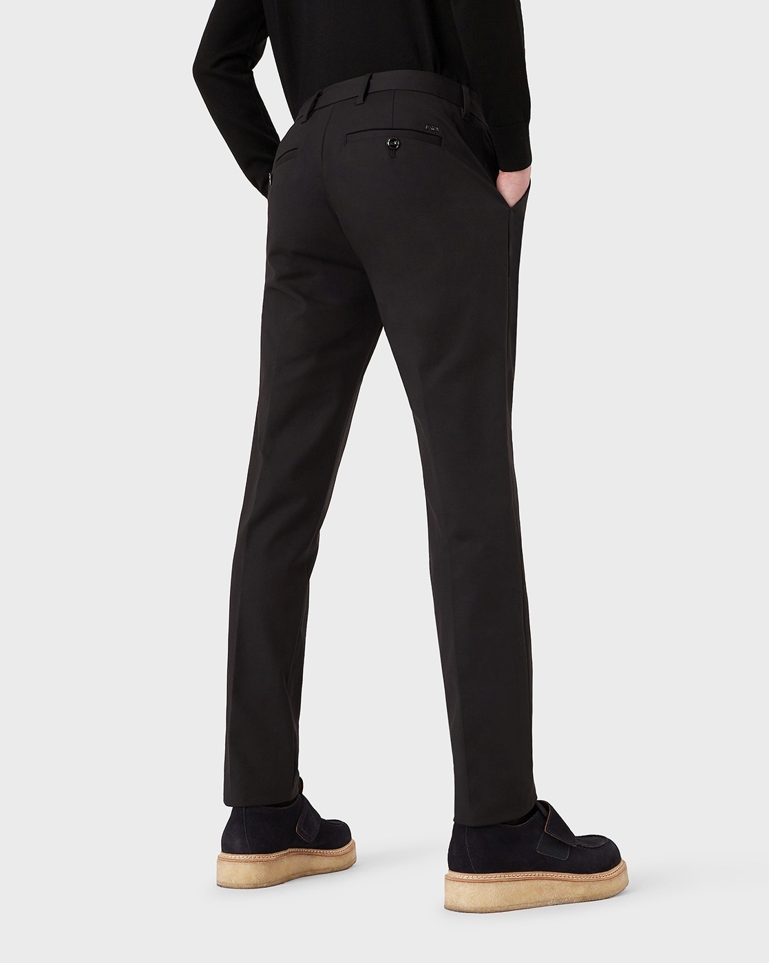 Buy EMPORIO ARMANI Relaxed Fit Flat-Front Trousers, Black Color Men