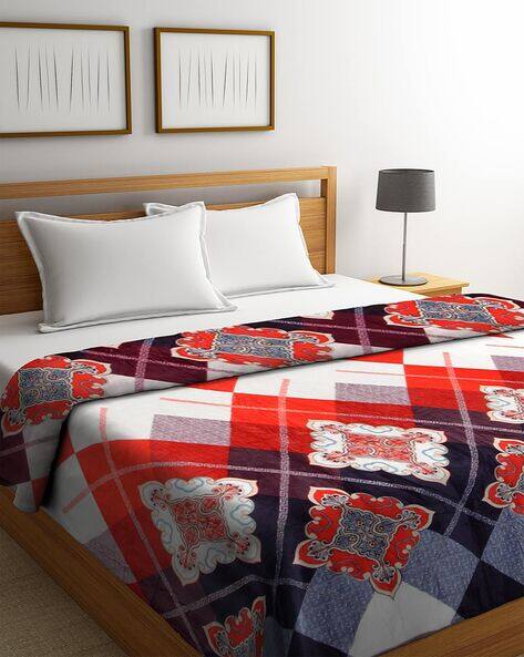 Colourblock Comfortable Flannel Double Bed AC Blanket