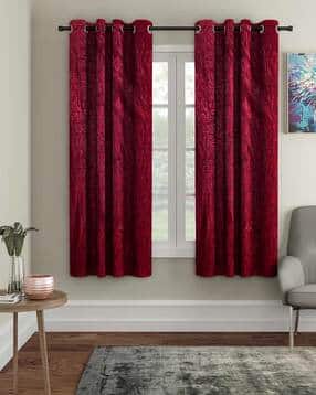 cortina eyelet curtain Pack of 2 Leaf Print Window Curtains-picture-39