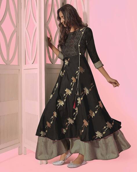 Off White and Gold Thread Embroidered Anarkali | Stylish dresses for girls,  Indian suits for women, Designer dresses online