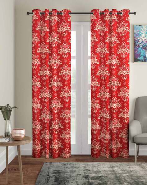Cortina Eyelet Curtain Pack of 2 Block Print Window Curtain
