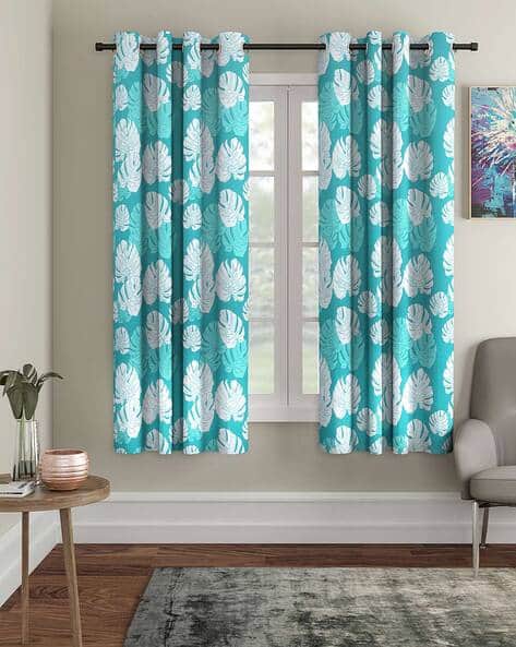 Cortina Eyelet Curtain Pack of 2 Leaf Print Window Curtains