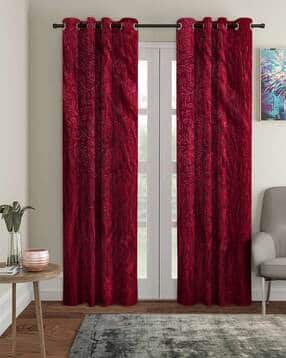 cortina eyelet curtain Pack of 2 Leaf Print Door Curtains-picture-27