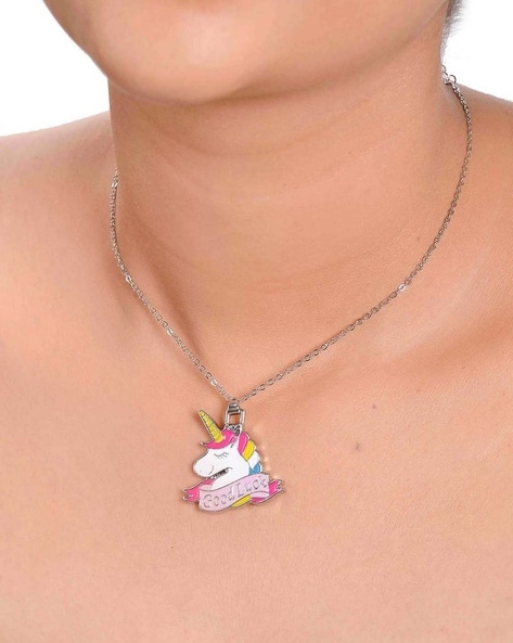 SD-SGN532-18 Unicorn Necklace - Sterling Silver and 14K ...