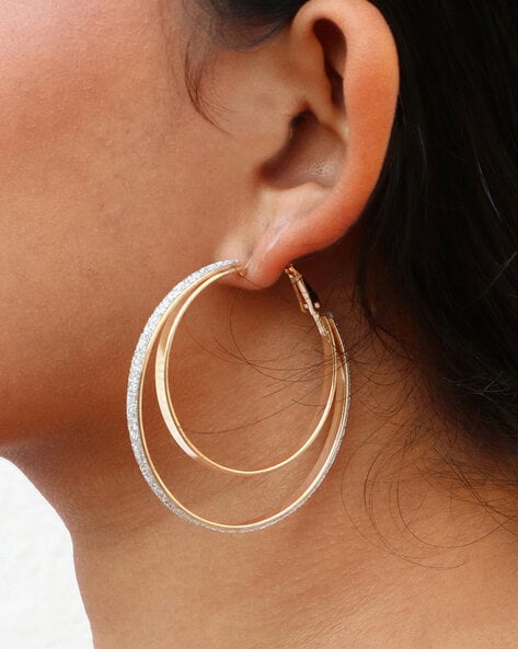 1pair Sparkle Hoop Earrings For Women Crystal Glitter Statement Punk Round  Exaggeration Earring Fashion Ear Jewelry - Hoop Earrings - AliExpress