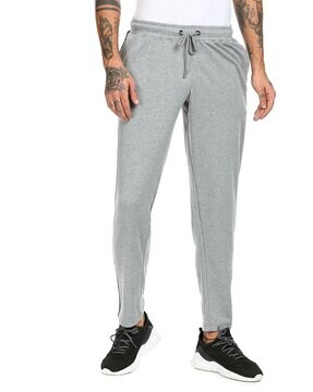 Heathered Straight Trackpants with Contrast Taping