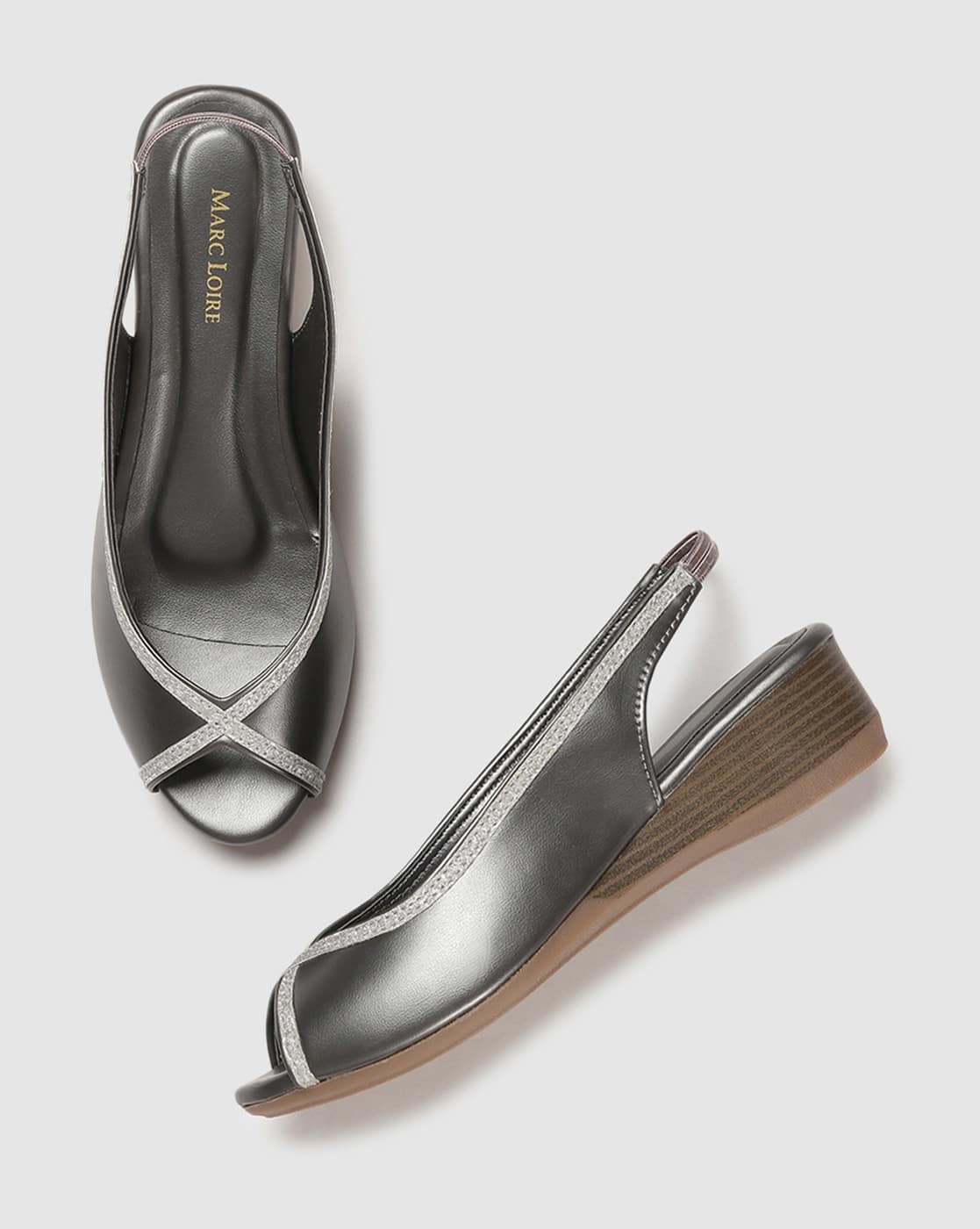 marc loire gunmetal grey sandals heel