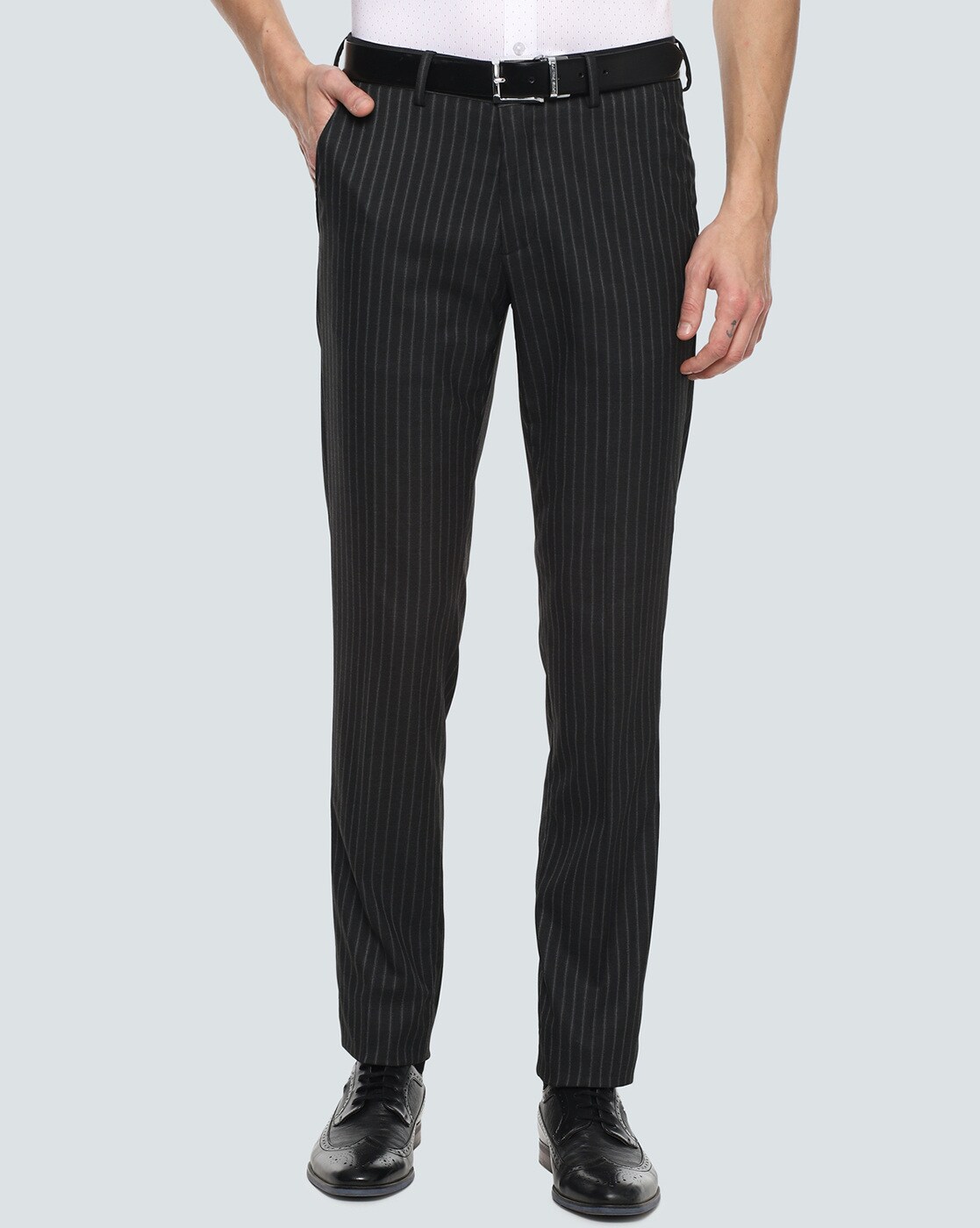 Buy LOUIS PHILIPPE Black Checks Polyester Viscose Slim Fit Mens Trousers   Shoppers Stop