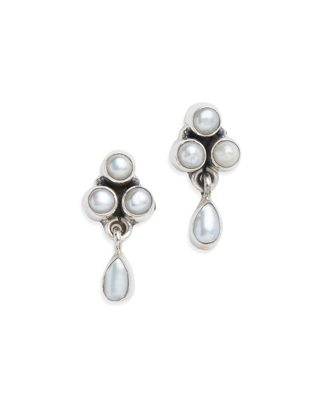 Small white pearl sterling silver flower stud earrings | Lisa's Lovelies