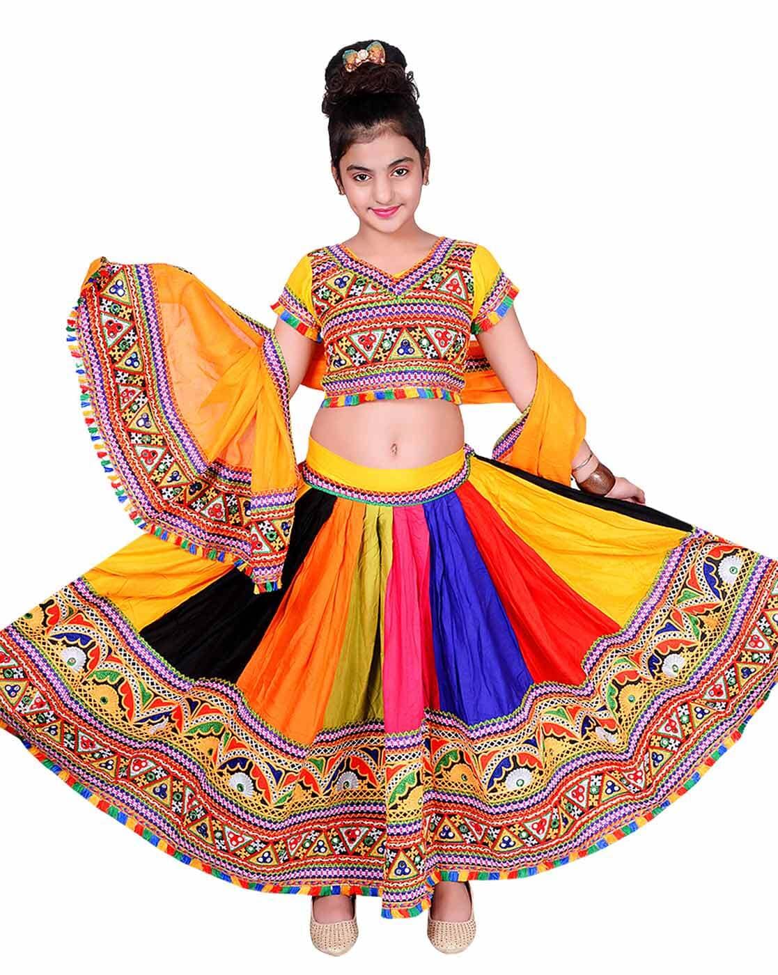 Orange Gujrati Lehanga for Girls online at low price – fancydresswale.com