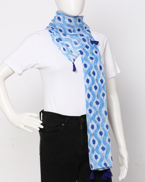 Abstract Print Scarf with Tassels Price in India