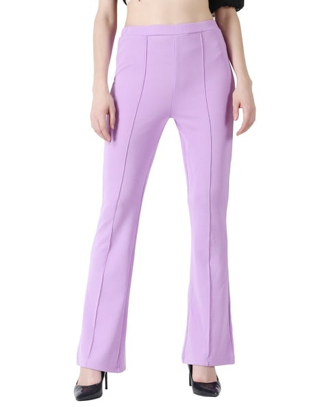 Imperial Shop Online Solid-colour straight-leg trousers with sash belt,  darts and abrasions Official website