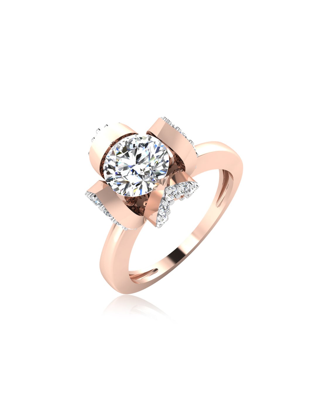 Diamond Floral Engagement Ring, Rose Flower Solitaire Wedding Ring, Unique  1.01 Carat GIA Certified 18K Rose Gold or Yellow Gold Handmade