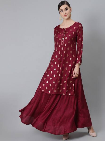 Floral Woven Straight Kurta Set