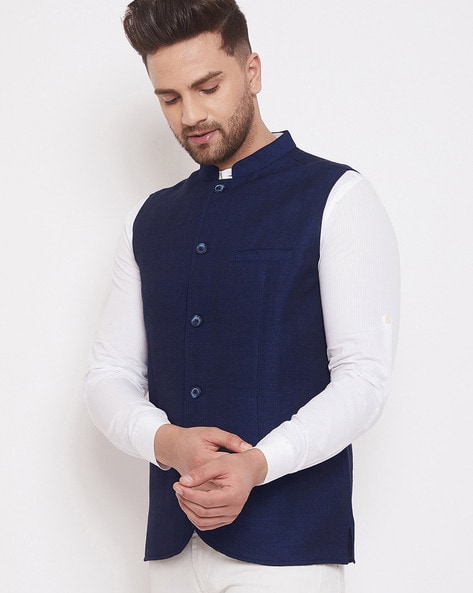 Nehru Jacket with Textured Detail