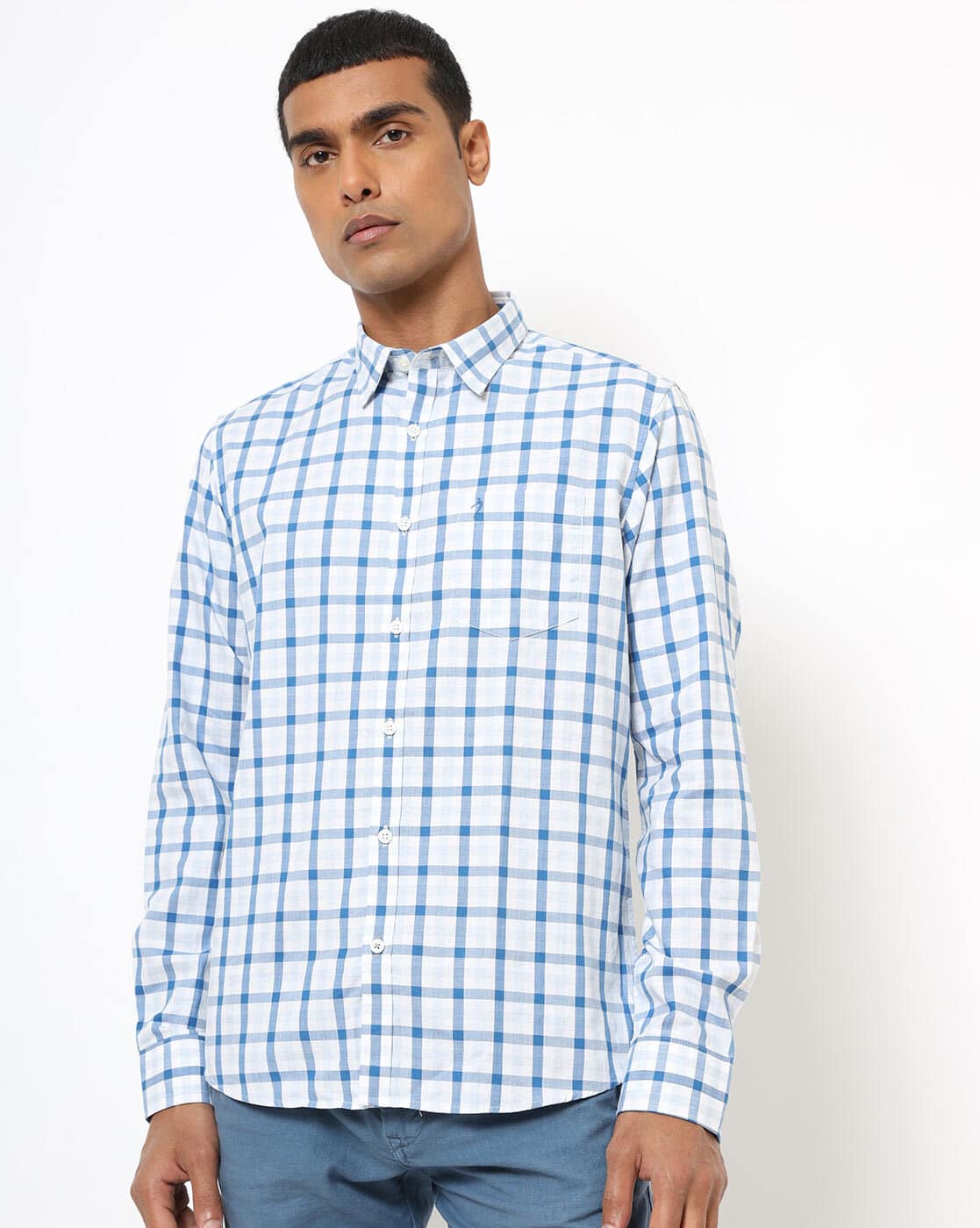 Buy Teal Blue \u0026 White Shirts for Men by 