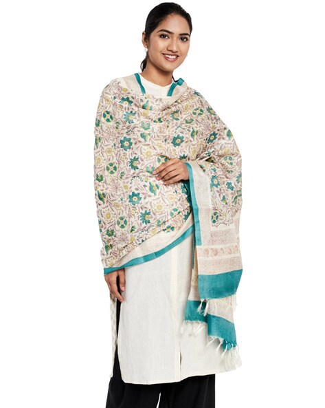 Floral Dupatta with Tassels Price in India