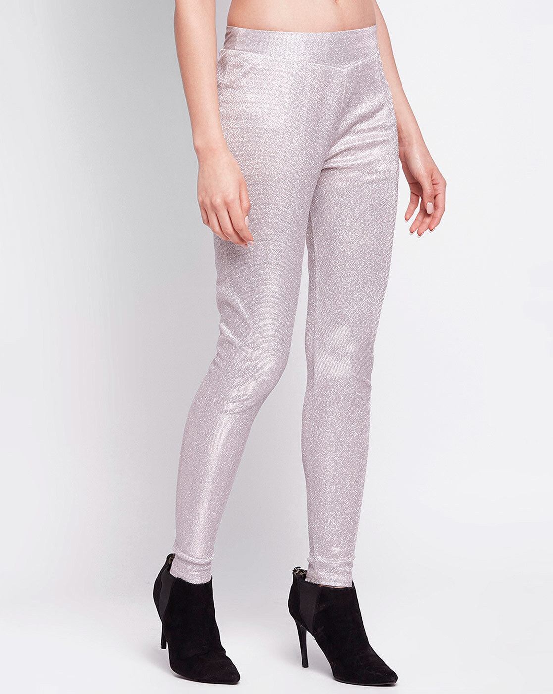 Flared sequined leggings - Silver-coloured/Sequins - Kids | H&M IN