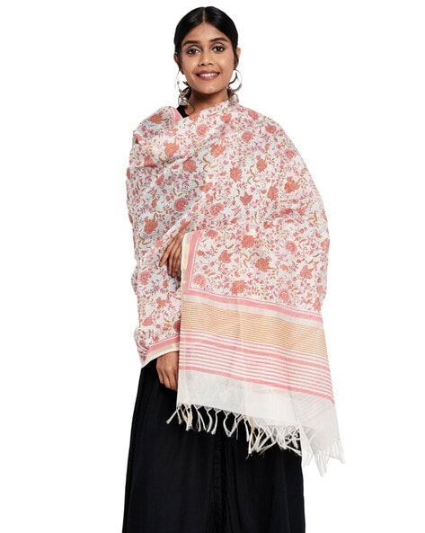 Floral Dupatta with Tassels Price in India