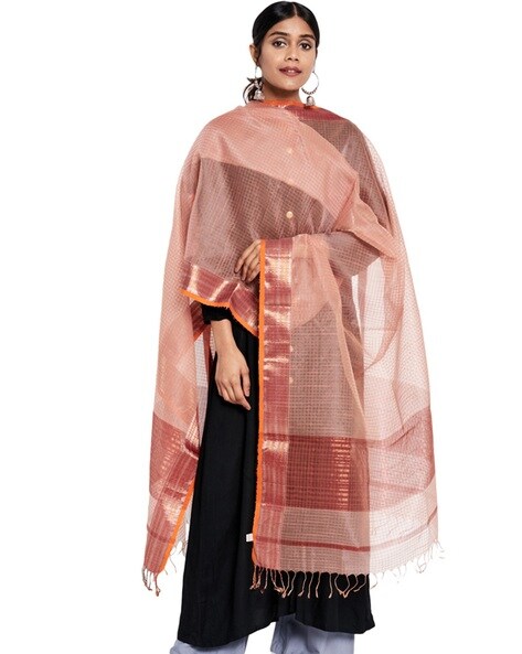Textured Dupatta with Contrast Border Price in India